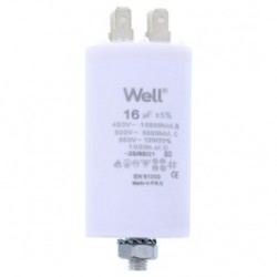 Condensator pentru motoare 400V, Well, 16 microfarazi, cu pin