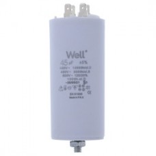 Condensator pentru motoare 400V, Well, 45 microfarazi, cu pin
