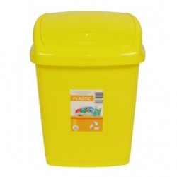 
                                        Cos gunoi Agora Plast din plastic, forma dreptunghiulara, galben, cu capac batant, 27 L                                    