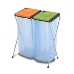 
                                        Cos gunoi colectare selectiva Nature 2, inox + plastic, verde + portocaliu                                    