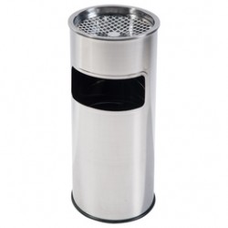 
                                        Cos gunoi cu scrumiera Plastor D 25 cm din inox, forma cilindrica, cromat, 9L                                    