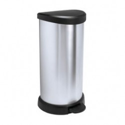 
                                        Cos gunoi Curver Deco Metal 181125 din plastic, forma cilindrica, gri, cu pedala si capac batant, 40L                                    