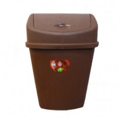 
                                        Cos gunoi Plastina Lotus din plastic, forma dreptunghiulara, maro, cu capac batant, 35L                                    