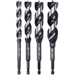 Einhell  49042800 - Set 4 burghie lemn cu varf ascutit, 16-24  mm, tija hexagonala