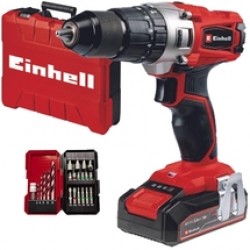 Einhell  TE-CD 18/2 Li-i +22 PXC - Masina de gaurit si insurubat cu percutie cu 1 acumulator, Li-Ion, 18 V, 2.5 Ah, 44 Nm, led iluminare, valiza plastic, accesorii