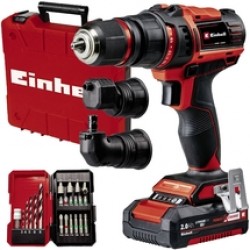 Einhell  TE-CD 18/45 3X-Li +22 PXC - Masina de gaurit si insurubat cu 1 acumulator, Li-Ion, 18 V, 2 Ah, 45 Nm, mandrina detasabila, led iluminare, valiza speciala, accesorii