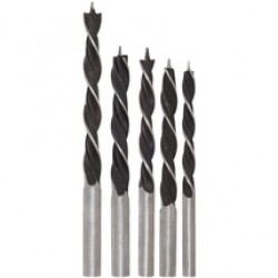 Evotools  678006 - Set burghie lemn cu varf ascutit, 4-10  mm, tija cilindrica, 5 bucati