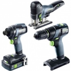 Festool  TID 18 HPC 4,0 I-Plus + TXS 18-Basic + PSC 420 EB-Basic - Masina de gaurit cu impact, 18 V + Masina de gaurit si insurubat, 18 V + Ferastrau vertical, 18 V, 2 acumulatori, Li-Ion, 18 V, 4 Ah, 4 valize speciale