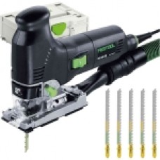 Festool  TRION PS 300 EQ-Plus - Fierastrau pendular, 720 W, valiza speciala + Set panze fierastrau pendular, tija cu un prag de prindere (T), 75 mm, lemn, taiere in unghi, 5 bucati