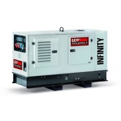Generator de curent insonorizat stationar Genmac, Gama Infinity, model G26KS-E3, trifazic 400 V, putere 28 kVA, motor Kohler 34 cp, diesel.