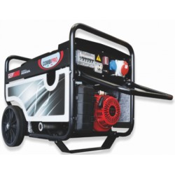 Generator de curent trifazic 400V Genmac, seria CombiPro, model  G7900HC-M, putere 6,4 / 5,8 kW, motor Honda, benzina.