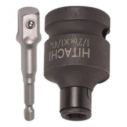 HiKOKI  751973 + 751874 - Adaptor hexagon exterior 1/4 la patrat exterior 1/2 inch + Adaptor patrat interior 1/2 la hexagon interior 1/4 inch