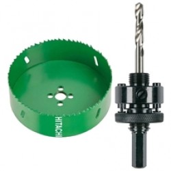 HiKOKI  752159 + 752187 - Carota HSS Bimetal, 168x38 mm + Adaptor carota HSS Bimetal, 40-210 mm