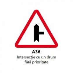 Intersecţie cu un drum fără prioritate (A36), Indicator rutier