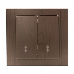 Intrerupator cap scara dublu Comtec Anemon, incastrat, rama inclusa, stejar