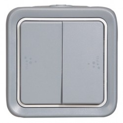 Intrerupator cap scara dublu Legrand Plexo 069715, aparent, rama inclusa, gri, IP55