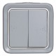 Intrerupator cap scara dublu Legrand Plexo 069715, aparent, rama inclusa, gri, IP55