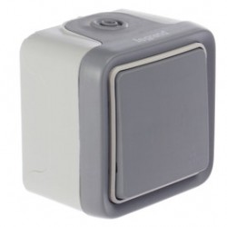 Intrerupator cap scara simplu Legrand Plexo 069711E, aparent, rama inclusa, gri, IP55