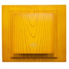 Intrerupator cu revenire si simbol sonerie, Mono Electric Larissa, incastrat, rama inclusa, stejar