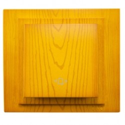 Intrerupator cu revenire si simbol sonerie, Mono Electric Larissa, incastrat, rama inclusa, stejar