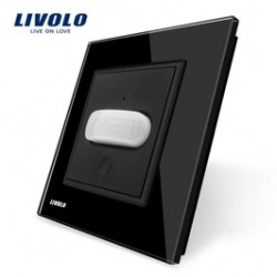 Intrerupator cu senzor de miscare PIR cu indicator luminos Livolo 701RG-12, touch, incastrat, negru