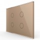 Intrerupator cvadruplu cu indicator luminos Livolo VL-FC4-3G-13, touch, incastrat, modular - 3, auriu