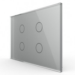 Intrerupator cvadruplu cu indicator luminos Livolo VL-FC4-3G-15, touch, incastrat, modular - 3, gri