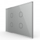 Intrerupator cvadruplu cu indicator luminos Livolo VL-FC4-3G-15, touch, incastrat, modular - 3, gri