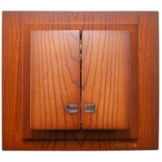 Intrerupator dublu, cu indicator luminos, Mono Electric Larissa, incastrat, rama inclusa, cires