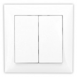 Intrerupator dublu Hoff Top, incastrat, rama inclusa, 10A, alb