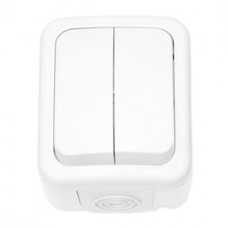 Intrerupator dublu Metalka Majur Mini OG 18.01.004, aparent, rama inclusa, IP44, alb