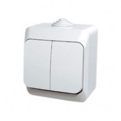 Intrerupator dublu Schneider Electric Cedar WDE000550, aparent, alb