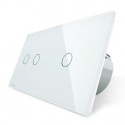 Intrerupator dublu + simplu cu indicator luminos Livolo VL-C702/C701-11, touch, incastrat, alb