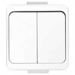 Intrerupator dublu Smart WNT-2S, aplicat, rama inclusa, alb