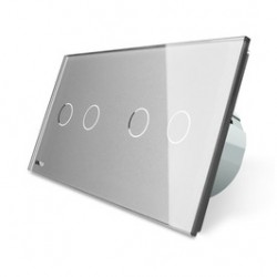Intrerupator dublu x 2 cu indicator luminos Livolo VL-C702/C702-15, touch, incastrat, gri