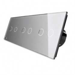 Intrerupator dublu x 3 cu indicator luminos Livolo VL-C702/C702/C702-15, touch, incastrat, gri