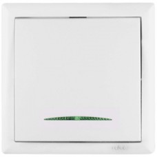 Intrerupator simplu cu indicator luminos Elegant IMBS STI E 45570, incastrat, rama inclusa, alb