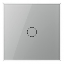 Intrerupator simplu cu indicator luminos Livolo VL-FC1-2G-2I, rama din sticla, touch, incastrat, gri