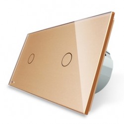 Intrerupator simplu x 2 cu indicator luminos Livolo VL-C701/C701-13, touch, incastrat, auriu