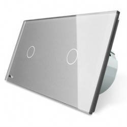 Intrerupator simplu x 2 cu indicator luminos Livolo VL-C701/C701-15, touch, incastrat, gri