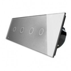 Intrerupator simplu x 4 cu indicator luminos Livolo BB-C7-4C1-15, touch, incastrat, gri