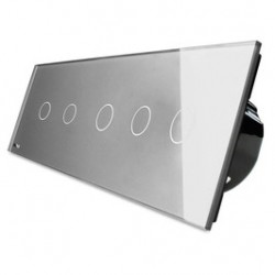 Intrerupator simplu x 5 cu indicator luminos Livolo BB-C7-5C1-15, touch, incastrat, gri