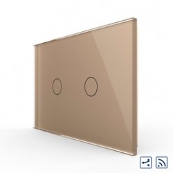 Intrerupator touch cap scara dublu smart / inteligent, dublu cu indicator luminos Livolo VL-FC2SR-3G-13, Wi-Fi, incastrat, modular - 3, auriu