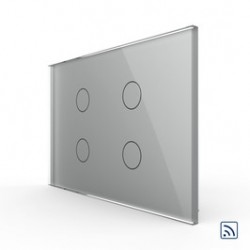 Intrerupator touch smart / inteligent, cvadruplu cu indicator luminos Livolo VL-FC4R-3G-15, Wi-Fi, incastrat, modular - 3, gri