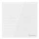 Intrerupator touch smart / inteligent, dublu cu indicator luminos Sonoff T1EU2C, wireless, incastrat, alb