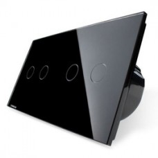 Intrerupator touch smart / inteligent, dublu x 2 cu indicator luminos Livolo VL-C702R/C702R-12, Wi-Fi, incastrat, negru