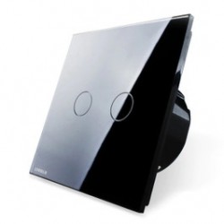 Intrerupator touch smart / inteligent pentru draperie, cu indicator luminos Livolo VL-C702WR-12, wireless, incastrat, negru