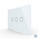 Intrerupator touch smart / inteligent, triplu cu indicator luminos Livolo VL-FC3R-3G-11, Wi-Fi, incastrat, modular - 3, alb