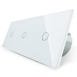 Intrerupator triplu cu indicator luminos Livolo VL-C701/C701/C701-11, touch, incastrat, alb
