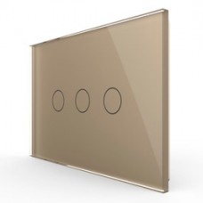 Intrerupator triplu cu indicator luminos Livolo VL-FC3-3G-13, touch, incastrat, modular - 3, auriu